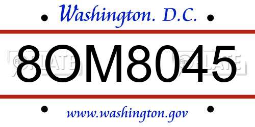 8OM8045 District Of Columbia License Plate