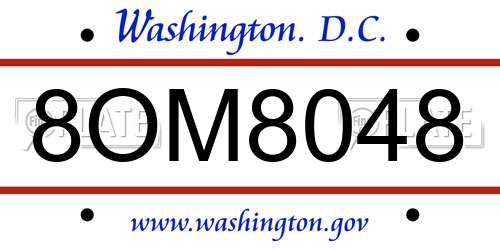 8OM8048 District Of Columbia License Plate