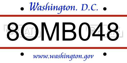 8OMB048 District Of Columbia License Plate