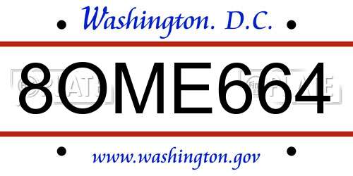 8OME664 District Of Columbia License Plate