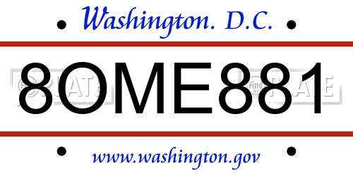 8OME881 District Of Columbia License Plate