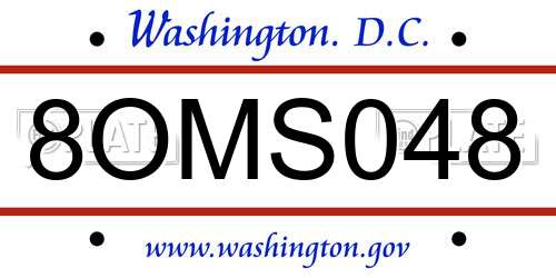 8OMS048 District Of Columbia License Plate