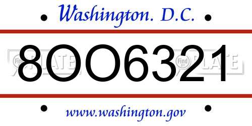8OO6321 District Of Columbia License Plate