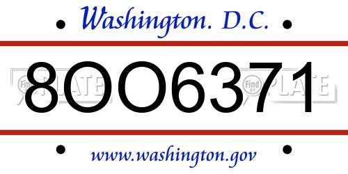 8OO6371 District Of Columbia License Plate