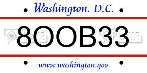 8OOB33 District Of Columbia License Plate