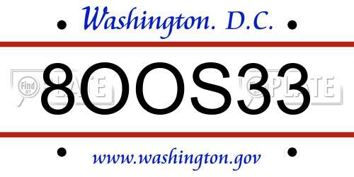 8OOS33 District Of Columbia License Plate