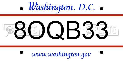 8OQB33 District Of Columbia License Plate