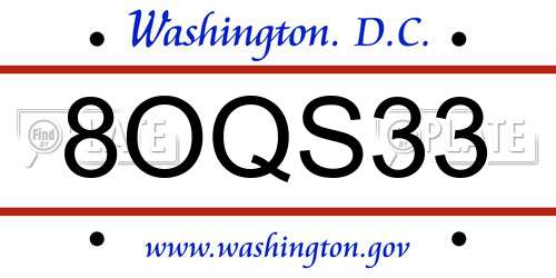 8OQS33 District Of Columbia License Plate