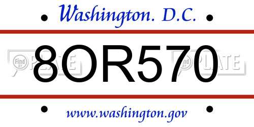 8OR570 District Of Columbia License Plate