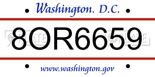 8OR6659 District Of Columbia License Plate