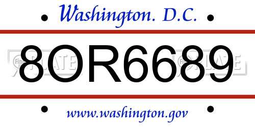 8OR6689 District Of Columbia License Plate