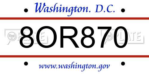 8OR870 District Of Columbia License Plate