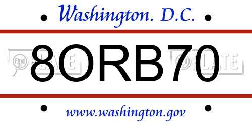 8ORB70 District Of Columbia License Plate