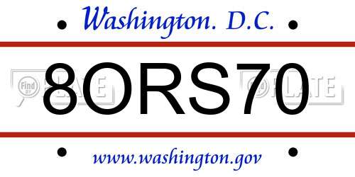 8ORS70 District Of Columbia License Plate