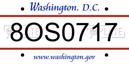 8OS0717 District Of Columbia License Plate