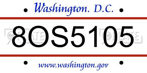 8OS5105 District Of Columbia License Plate