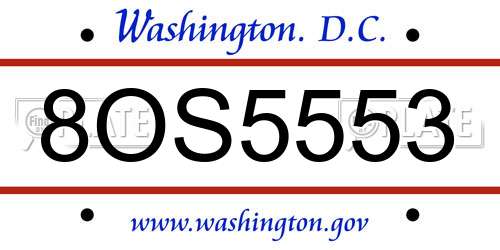 8OS5553 District Of Columbia License Plate