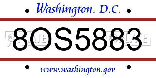 8OS5883 District Of Columbia License Plate