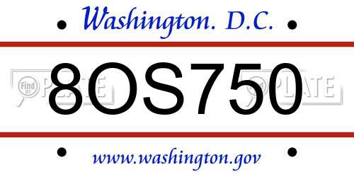 8OS750 District Of Columbia License Plate