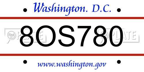 8OS780 District Of Columbia License Plate