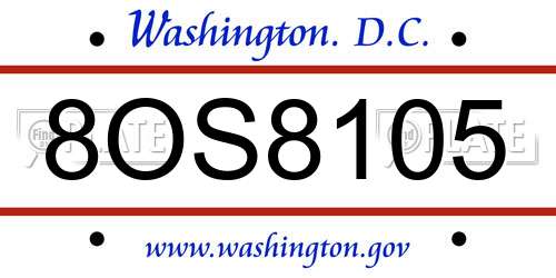 8OS8105 District Of Columbia License Plate