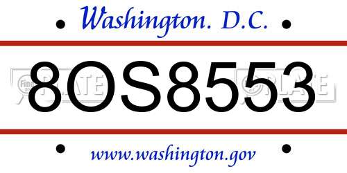 8OS8553 District Of Columbia License Plate