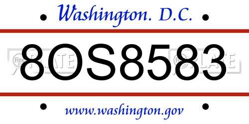 8OS8583 District Of Columbia License Plate