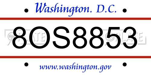 8OS8853 District Of Columbia License Plate