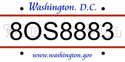 8OS8883 District Of Columbia License Plate