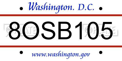 8OSB105 District Of Columbia License Plate