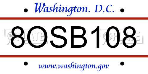 8OSB108 District Of Columbia License Plate