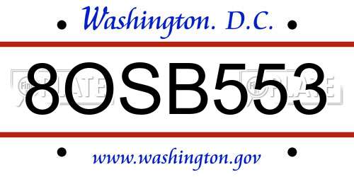 8OSB553 District Of Columbia License Plate