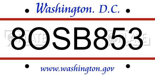 8OSB853 District Of Columbia License Plate
