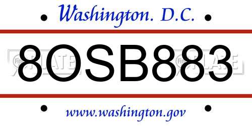 8OSB883 District Of Columbia License Plate
