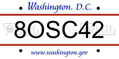 8OSC42 District Of Columbia License Plate