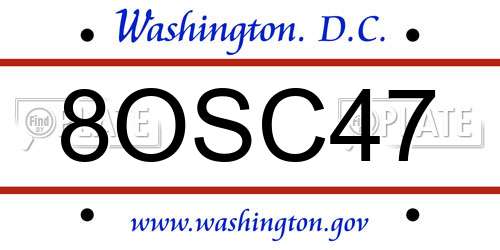 8OSC47 District Of Columbia License Plate