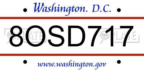 8OSD717 District Of Columbia License Plate