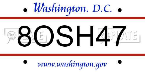 8OSH47 District Of Columbia License Plate