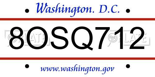 8OSQ712 District Of Columbia License Plate