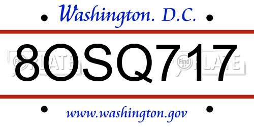 8OSQ717 District Of Columbia License Plate