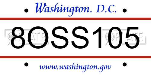8OSS105 District Of Columbia License Plate