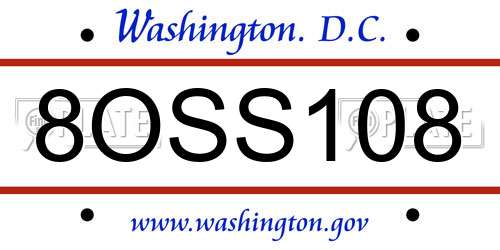 8OSS108 District Of Columbia License Plate