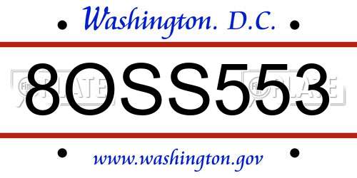 8OSS553 District Of Columbia License Plate