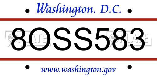 8OSS583 District Of Columbia License Plate