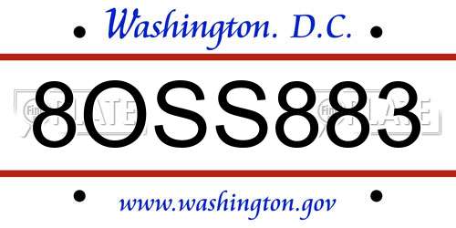8OSS883 District Of Columbia License Plate