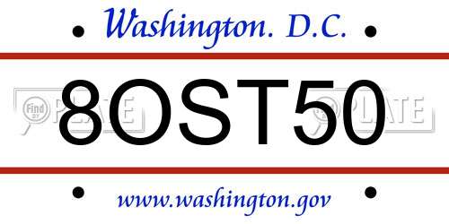 8OST50 District Of Columbia License Plate