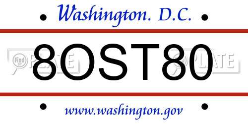8OST80 District Of Columbia License Plate