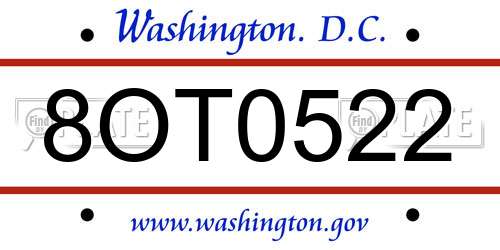 8OT0522 District Of Columbia License Plate