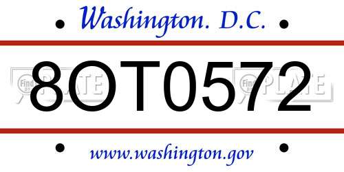 8OT0572 District Of Columbia License Plate