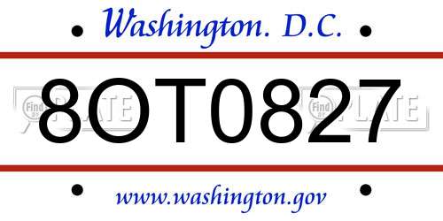 8OT0827 District Of Columbia License Plate